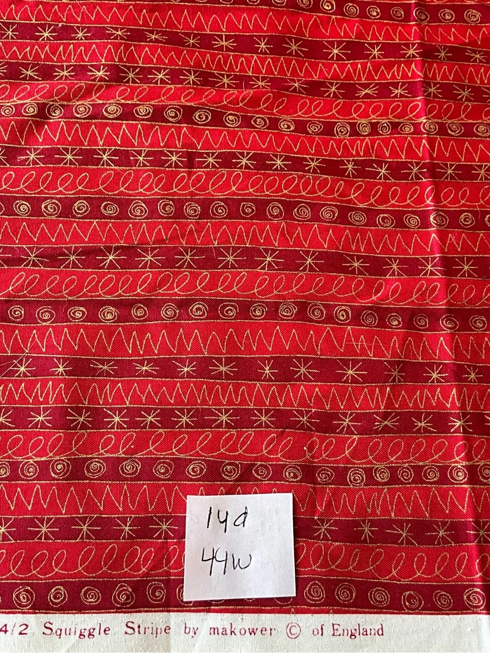 Quilting Sewing Fabrics Holiday/Christmas Blue Stars Red Gold Cotton